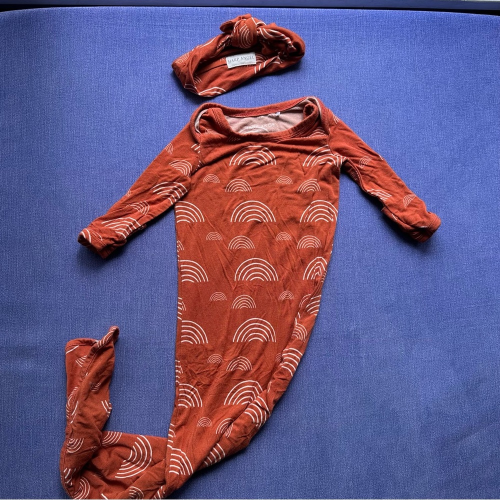 Rust Burnt Orange Rainbow 0-3 month Harp Angel gown